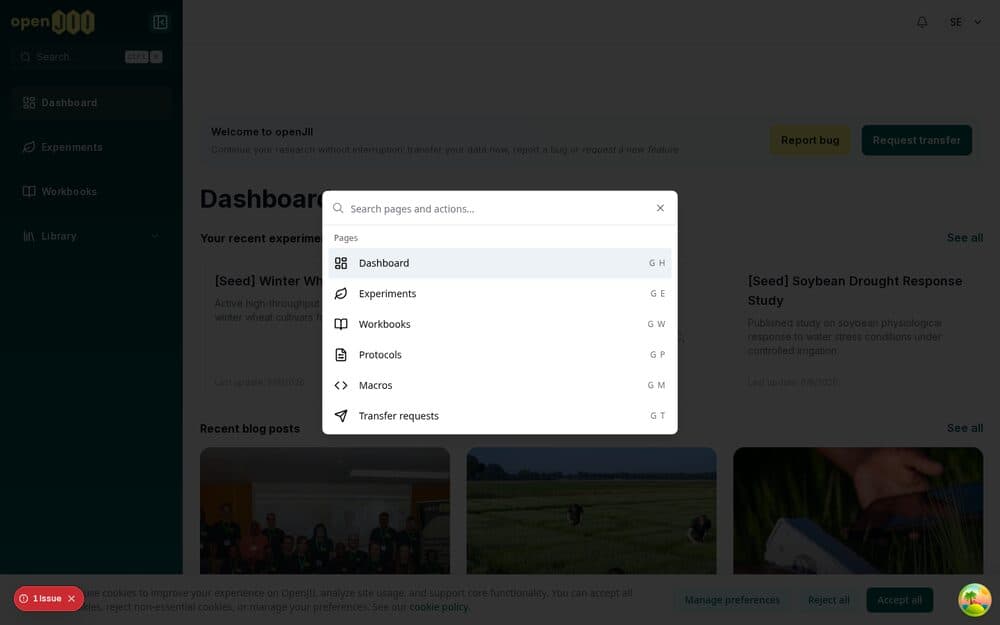 The command palette (Ctrl/Cmd+K) from the platform chrome refresh.